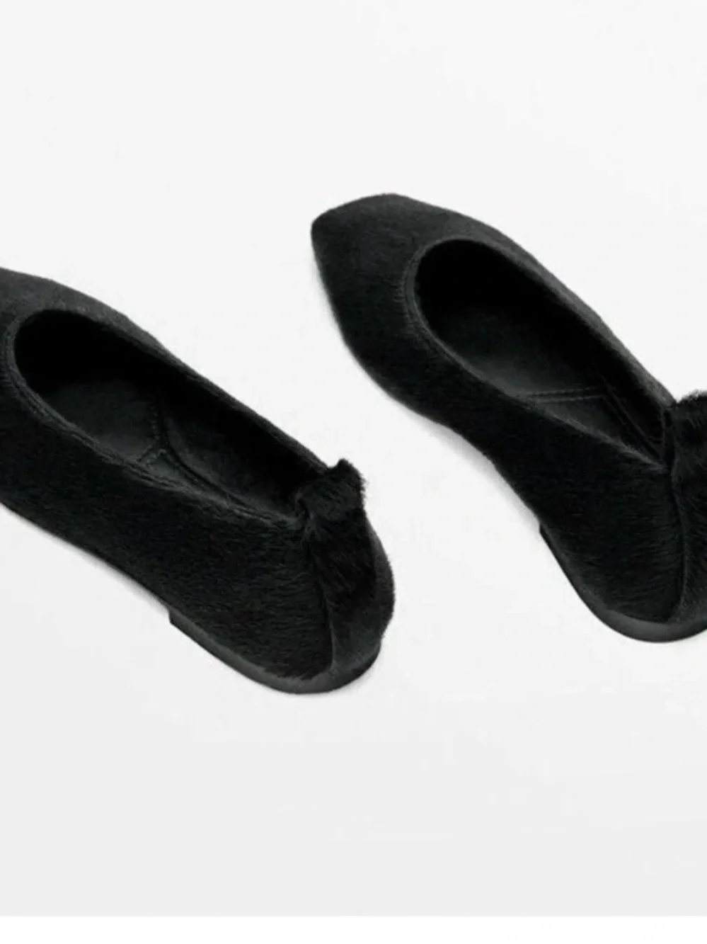 Massimo Dutti Calfskin Black Women's Square-Toe Ballet Flats size Ten